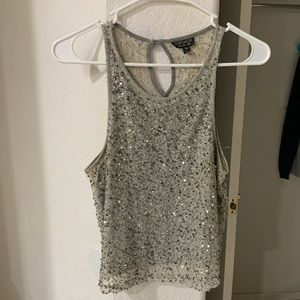 Top shop size4 Sparkly silver dressy tank top